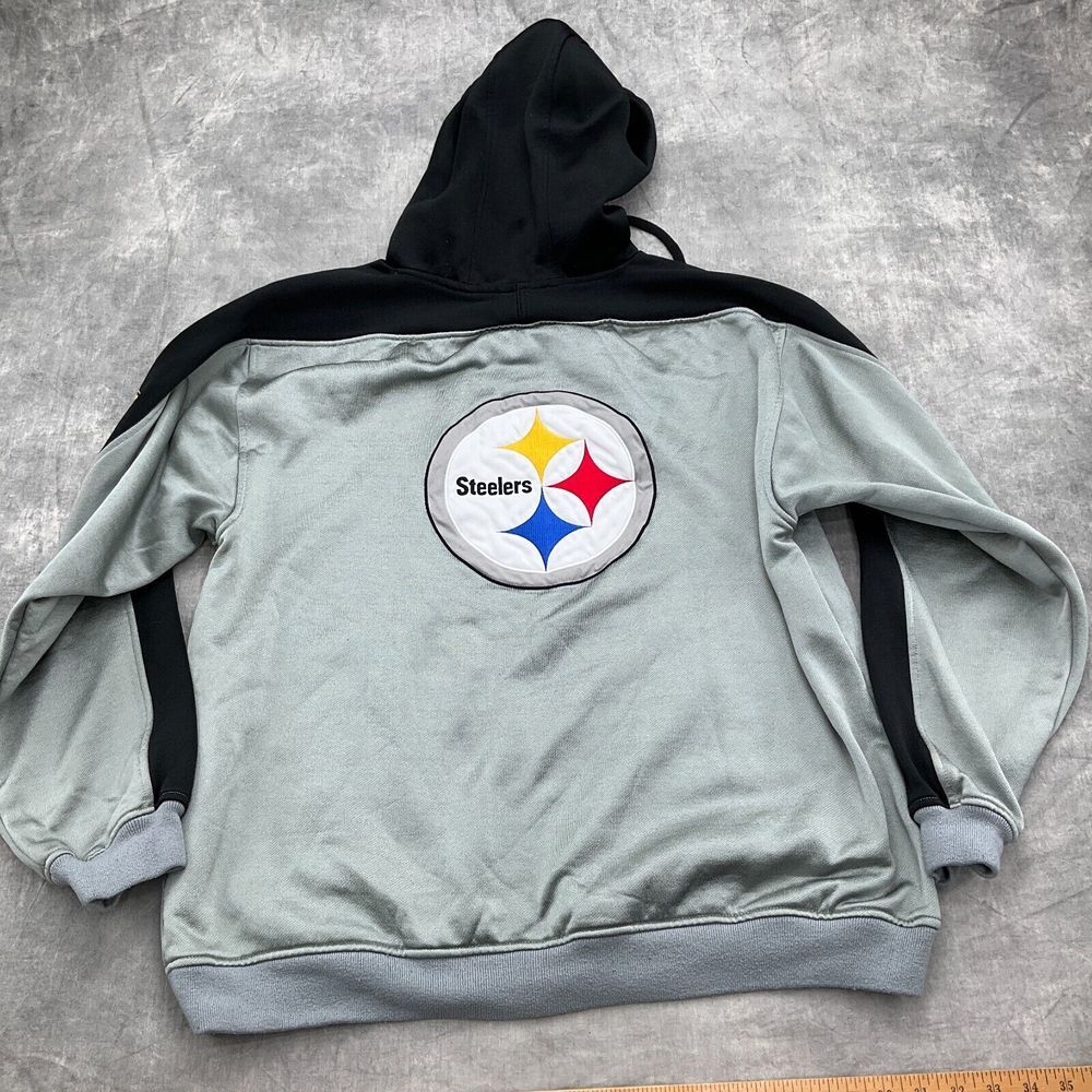 Reebok Hoodie Men Large Pittsburgh STEELERS FOOTBALL NFL 2 Sides Colorblock VTG